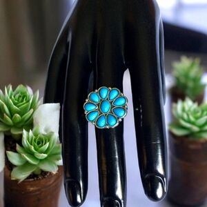 Faux Turquoise Flower Ring